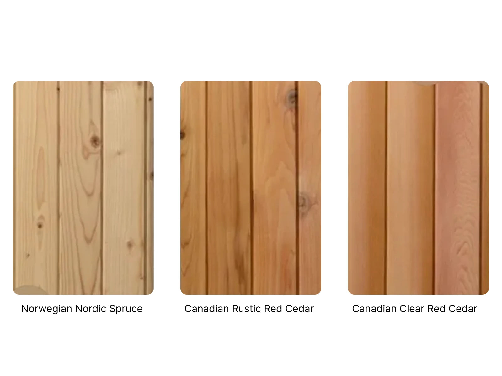 Sauna wood type options